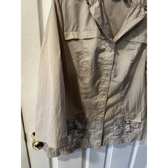 CHICOS Weekends Jacket Womens 2 US L Beige windbreaker Utility Snap Lightweight - Picture 5 of 8